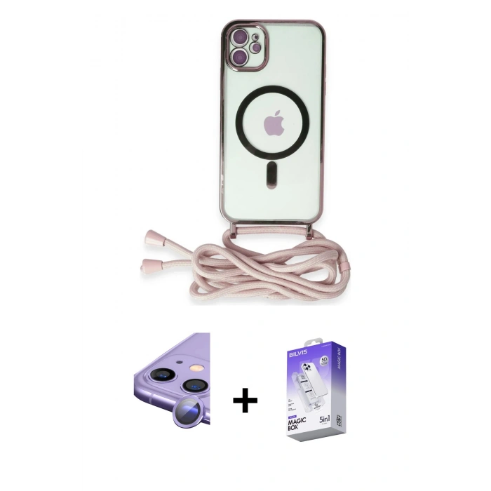 MARSİLYAN™- iPhone 11 Kılıf Eksen Özel Seri - Siyah Bilvis 5in1 3D Magic Cam Ekran Koruyucu + Raze Metal Kamera Lens - MR