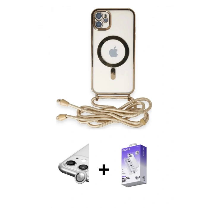 MARSİLYAN™- iPhone 11 Kılıf Eksen Özel Seri - Siyah Bilvis 5in1 3D Magic Cam Ekran Koruyucu + Raze Metal Kamera Lens - GS