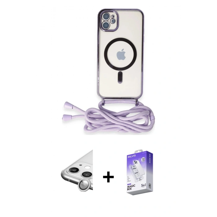 MARSİLYAN™- iPhone 11 Kılıf Eksen Özel Seri - Siyah Bilvis 5in1 3D Magic Cam Ekran Koruyucu + Raze Metal Kamera Lens - GS
