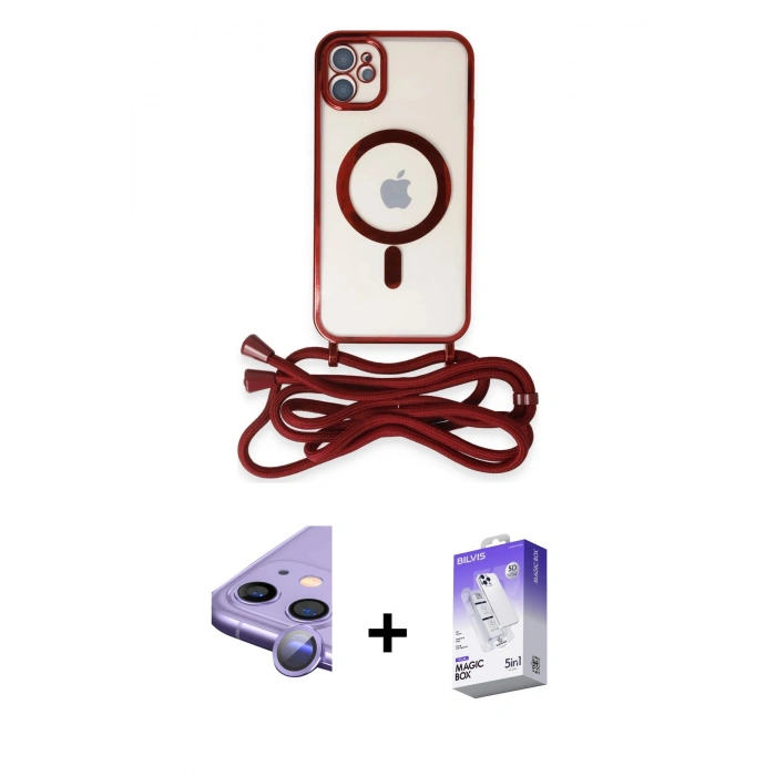 MARSİLYAN™- iPhone 11 Kılıf Eksen Özel Seri - Siyah Bilvis 5in1 3D Magic Cam Ekran Koruyucu + Raze Metal Kamera Lens - MR