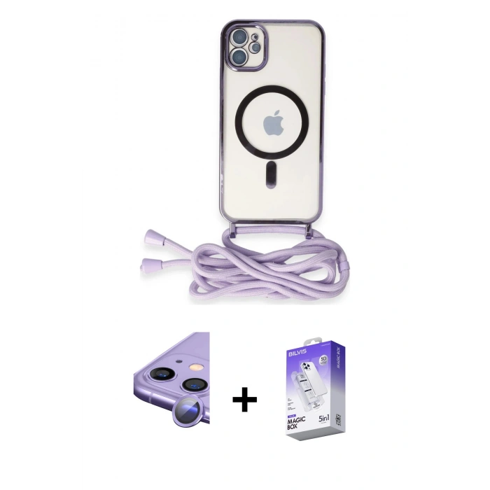MARSİLYAN™- iPhone 11 Kılıf Eksen Özel Seri - Siyah Bilvis 5in1 3D Magic Cam Ekran Koruyucu + Raze Metal Kamera Lens - MR
