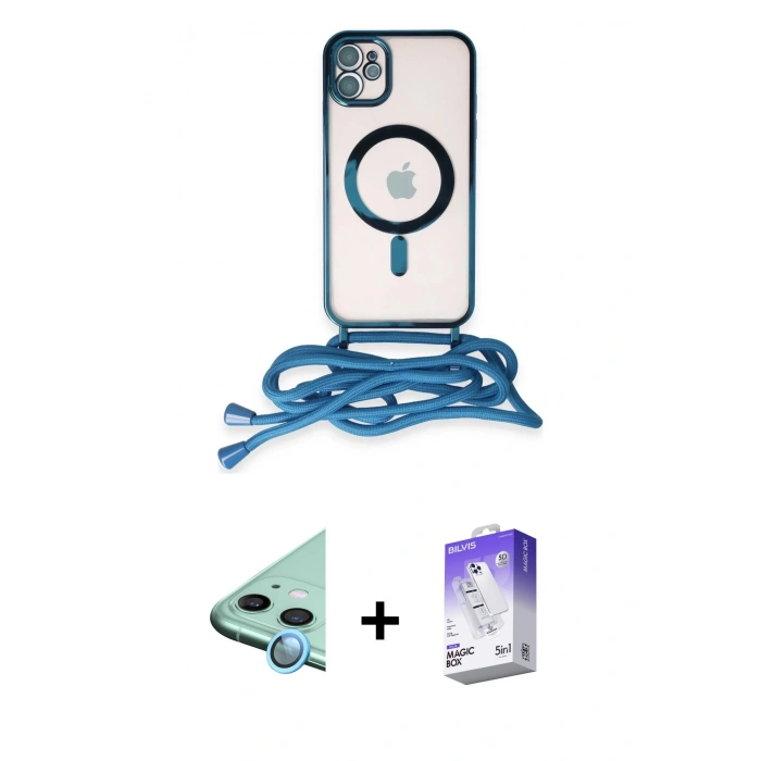 MARSİLYAN™- iPhone 11 Kılıf Eksen Özel Seri - Siyah Bilvis 5in1 3D Magic Cam Ekran Koruyucu + Raze Metal Kamera Lens - MI