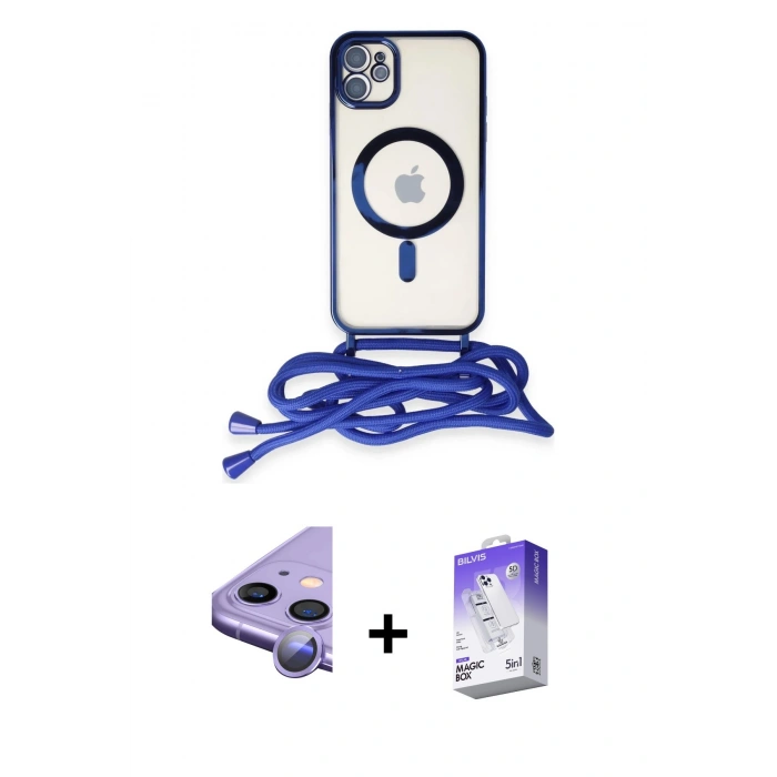 MARSİLYAN™- iPhone 11 Kılıf Eksen Özel Seri - Siyah Bilvis 5in1 3D Magic Cam Ekran Koruyucu + Raze Metal Kamera Lens - MR