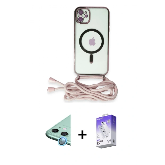 MARSİLYAN™- iPhone 11 Kılıf Eksen Özel Seri - Siyah Bilvis 5in1 3D Magic Cam Ekran Koruyucu + Raze Metal Kamera Lens - MI