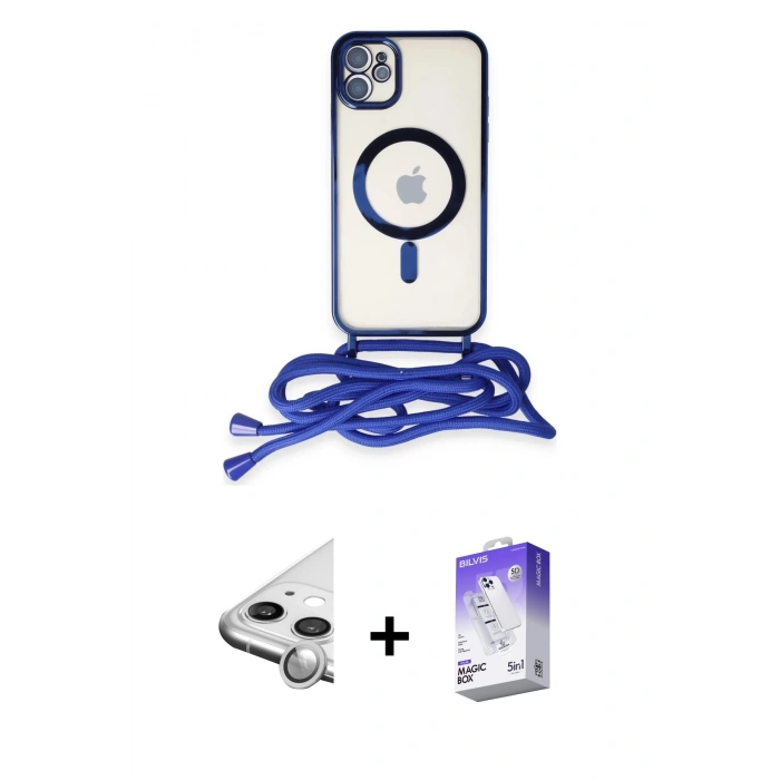 MARSİLYAN™- iPhone 11 Kılıf Eksen Özel Seri - Siyah Bilvis 5in1 3D Magic Cam Ekran Koruyucu + Raze Metal Kamera Lens - GS