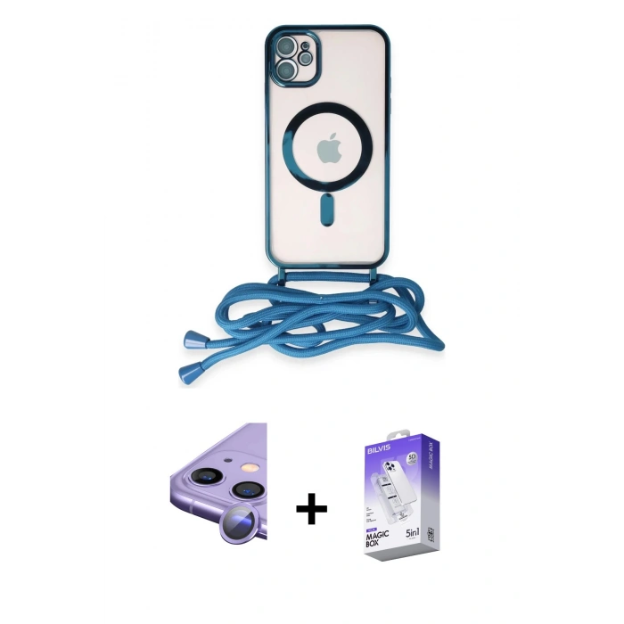 MARSİLYAN™- iPhone 11 Kılıf Eksen Özel Seri - Siyah Bilvis 5in1 3D Magic Cam Ekran Koruyucu + Raze Metal Kamera Lens - MR