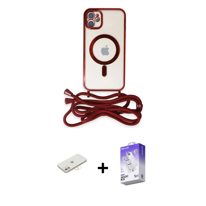 MARSİLYAN™- iPhone 11 Kılıf Eksen Özel Seri - Siyah Bilvis 5in1 3D Magic Cam Ekran Koruyucu + Renkli Kamera Lens Koruma Cam - SI