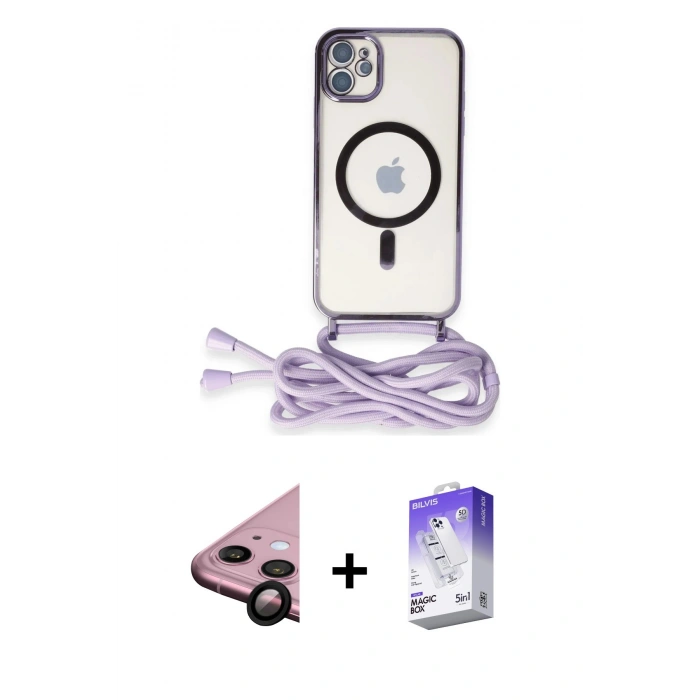 MARSİLYAN™- iPhone 11 Kılıf Eksen Özel Seri - Siyah Bilvis 5in1 3D Magic Cam Ekran Koruyucu + Raze Metal Kamera Lens - SH