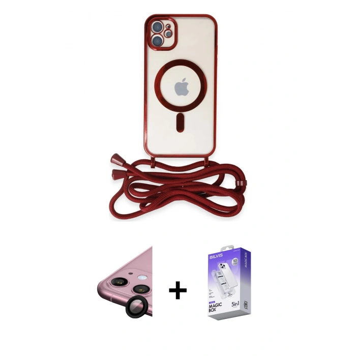 MARSİLYAN™- iPhone 11 Kılıf Eksen Özel Seri - Siyah Bilvis 5in1 3D Magic Cam Ekran Koruyucu + Raze Metal Kamera Lens - SH