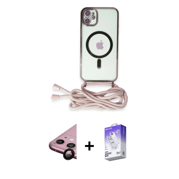 MARSİLYAN™- iPhone 11 Kılıf Eksen Özel Seri - Siyah Bilvis 5in1 3D Magic Cam Ekran Koruyucu + Raze Metal Kamera Lens - SH