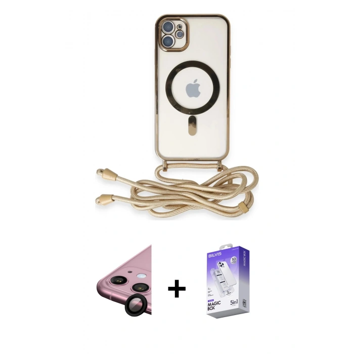 MARSİLYAN™- iPhone 11 Kılıf Eksen Özel Seri - Siyah Bilvis 5in1 3D Magic Cam Ekran Koruyucu + Raze Metal Kamera Lens - SH