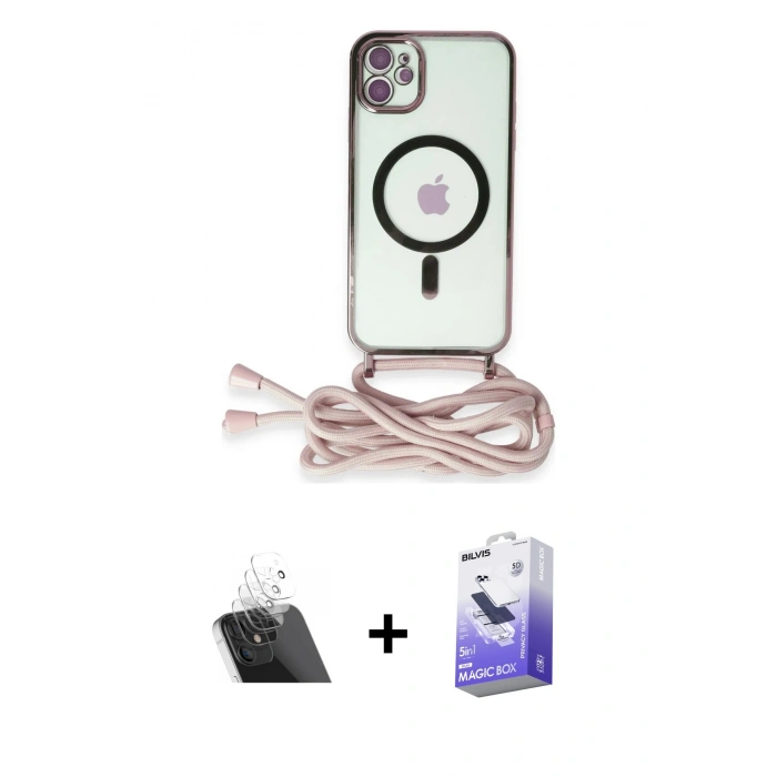MARSİLYAN™- iPhone 11 Kılıf Eksen Özel Seri - Siyah Bilvis 5in1 5D Magic Hayalet Cam Ekran Koruyucu + Kamera Lens Koruma Cam - SF