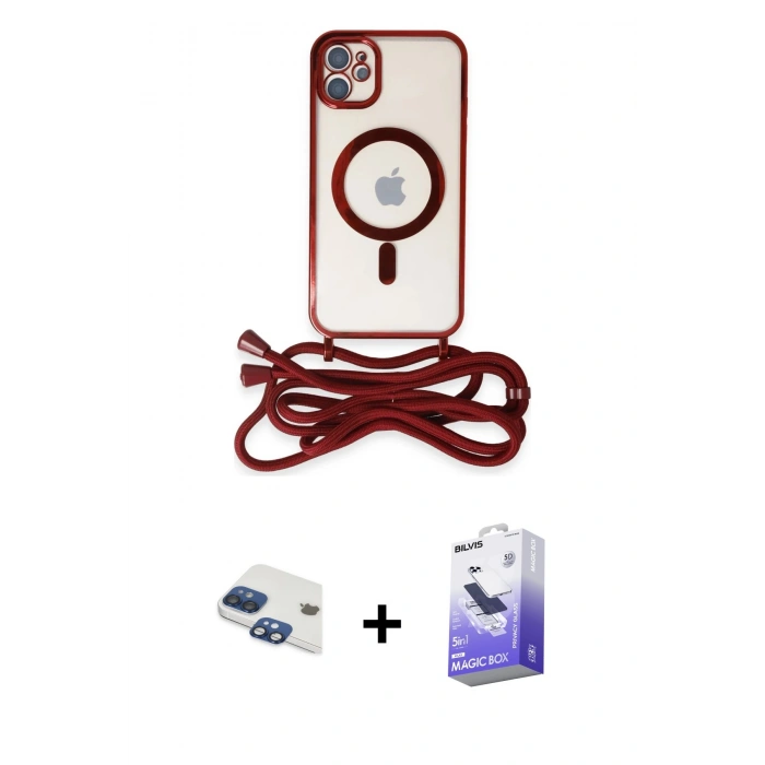 MARSİLYAN™- iPhone 11 Kılıf Eksen Özel Seri - Siyah Bilvis 5in1 5D Magic Hayalet Cam Ekran Koruyucu + Lacivert Pers Alüminyum Kamera Lens