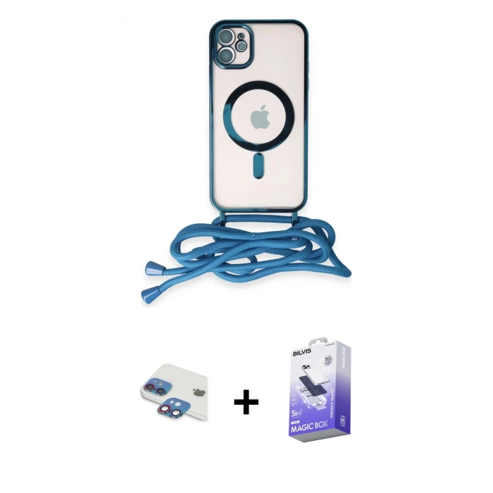 MARSİLYAN™- iPhone 11 Kılıf Eksen Özel Seri - Siyah Bilvis 5in1 5D Magic Hayalet Cam Ekran Koruyucu + Pers Alüminyum Kamera Lens - GI