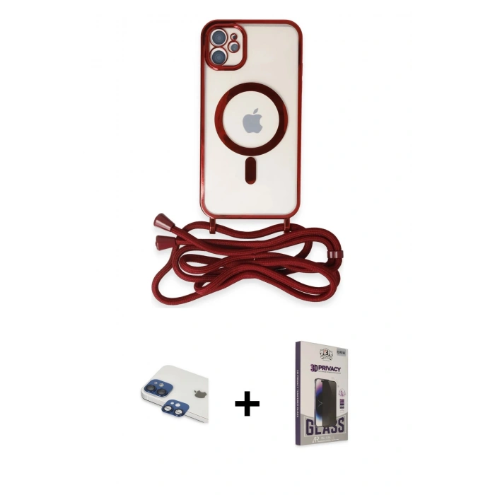 MARSİLYAN™- iPhone 11 Kılıf Eksen Özel Seri - Siyah Bilvis Hayalet Cam Ekran Koruyucu + Pers Alüminyum Kamera Lens - LT