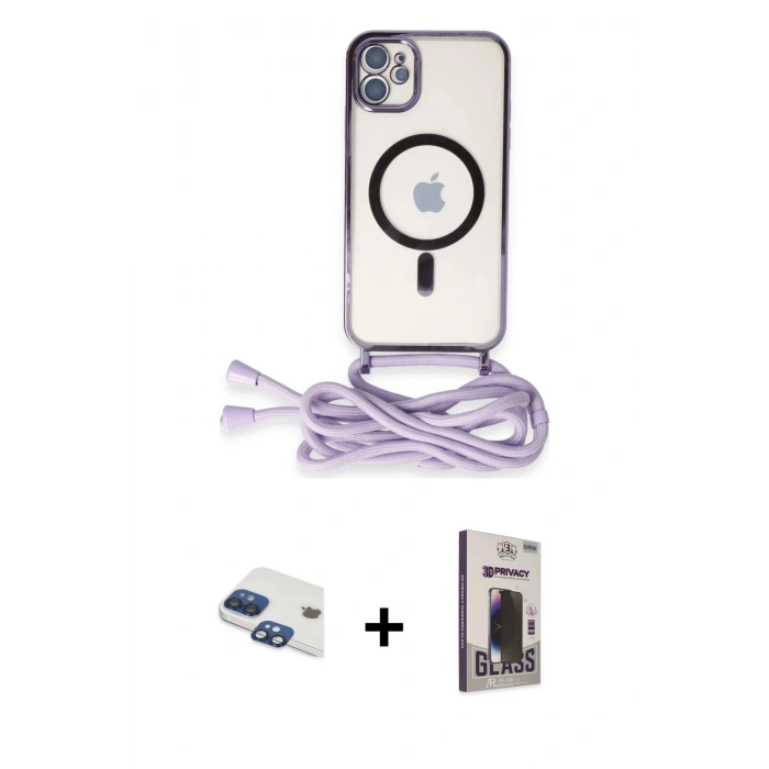 MARSİLYAN™- iPhone 11 Kılıf Eksen Özel Seri - Siyah Bilvis Hayalet Cam Ekran Koruyucu + Pers Alüminyum Kamera Lens - LT
