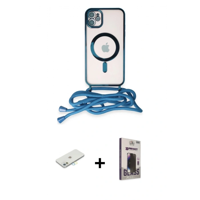 MARSİLYAN™- iPhone 11 Kılıf Eksen Özel Seri - Siyah Bilvis Hayalet Cam Ekran Koruyucu + Renkli Kamera Lens Koruma Cam - SI
