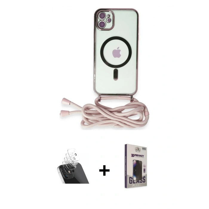 MARSİLYAN™- iPhone 11 Kılıf Eksen Özel Seri - Siyah Bilvis Hayalet Cam Ekran Koruyucu + Kamera Lens Koruma Cam - SF