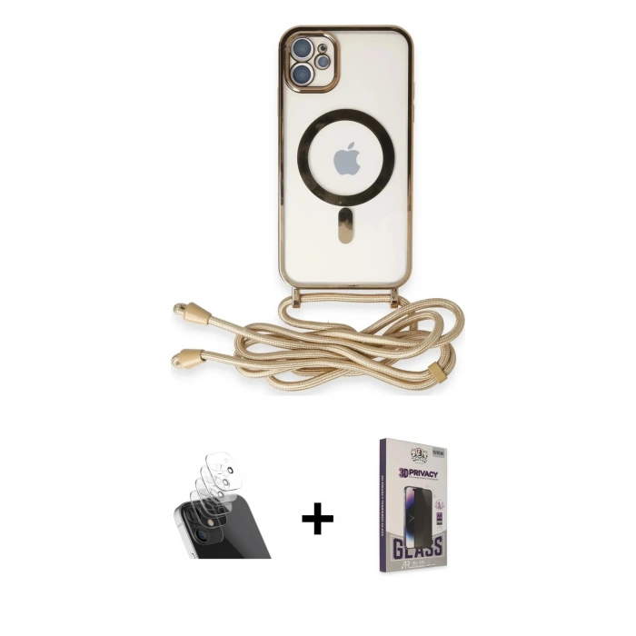 MARSİLYAN™- iPhone 11 Kılıf Eksen Özel Seri - Siyah Bilvis Hayalet Cam Ekran Koruyucu + Kamera Lens Koruma Cam - SF