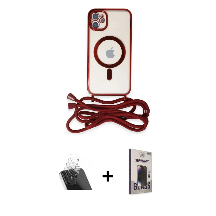 MARSİLYAN™- iPhone 11 Kılıf Eksen Özel Seri - Siyah Bilvis Hayalet Cam Ekran Koruyucu + Kamera Lens Koruma Cam - SF