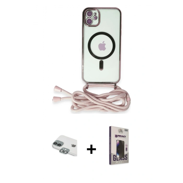 MARSİLYAN™- iPhone 11 Kılıf Eksen Özel Seri - Siyah Bilvis Hayalet Cam Ekran Koruyucu + Pers Alüminyum Kamera Lens - YL