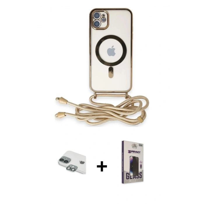 MARSİLYAN™- iPhone 11 Kılıf Eksen Özel Seri - Siyah Bilvis Hayalet Cam Ekran Koruyucu + Pers Alüminyum Kamera Lens - YL