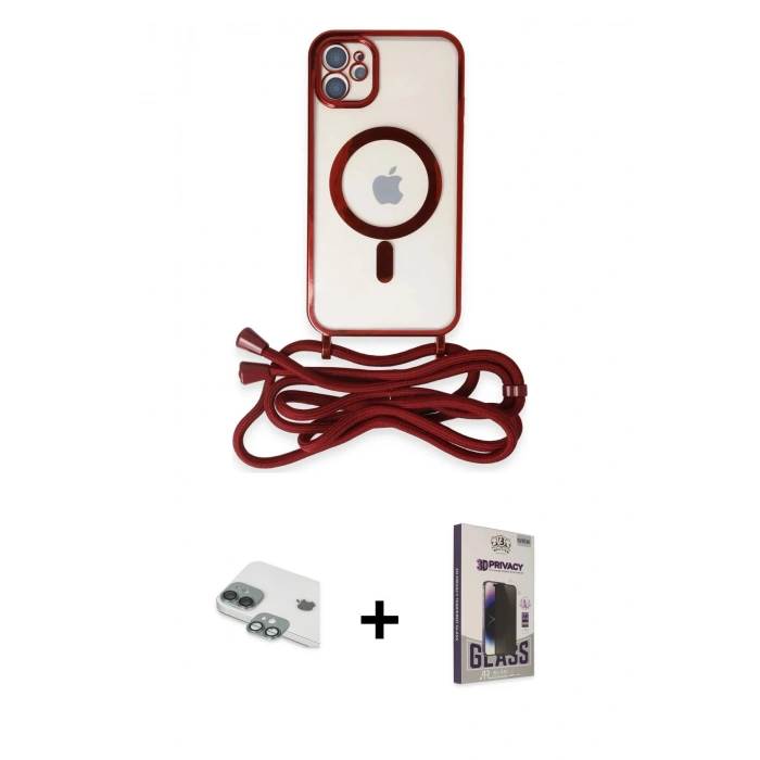 MARSİLYAN™- iPhone 11 Kılıf Eksen Özel Seri - Siyah Bilvis Hayalet Cam Ekran Koruyucu + Pers Alüminyum Kamera Lens - YL