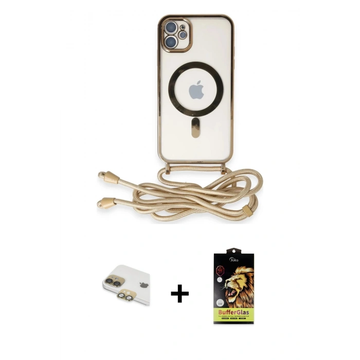MARSİLYAN™- iPhone 11 Kılıf Eksen Özel Seri - Siyah Buffer Cam Ekran Koruyucu + Pers Alüminyum Kamera Lens - GD