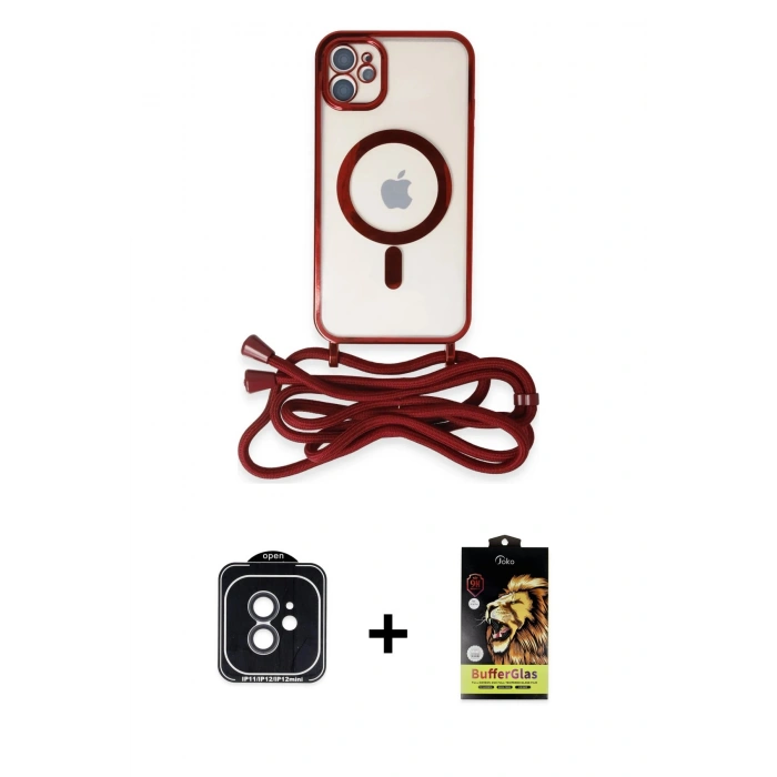 MARSİLYAN™- iPhone 11 Kılıf Eksen Özel Seri - Siyah Buffer Cam Ekran Koruyucu + PVD Metal Kamera Lens - SH