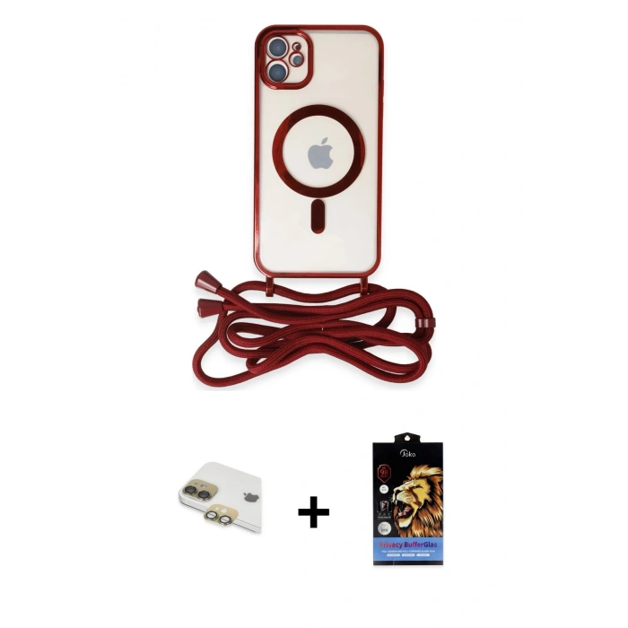 MARSİLYAN™- iPhone 11 Kılıf Eksen Özel Seri - Siyah Buffer Hayalet Cam Ekran Koruyucu + Pers Alüminyum Kamera Lens - GD