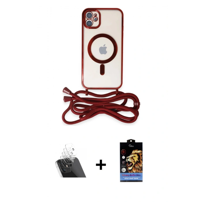 MARSİLYAN™- iPhone 11 Kılıf Eksen Özel Seri - Siyah Buffer Hayalet Cam Ekran Koruyucu + Kamera Lens Koruma Cam - SF