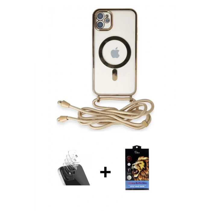 MARSİLYAN™- iPhone 11 Kılıf Eksen Özel Seri - Siyah Buffer Hayalet Cam Ekran Koruyucu + Kamera Lens Koruma Cam - SF