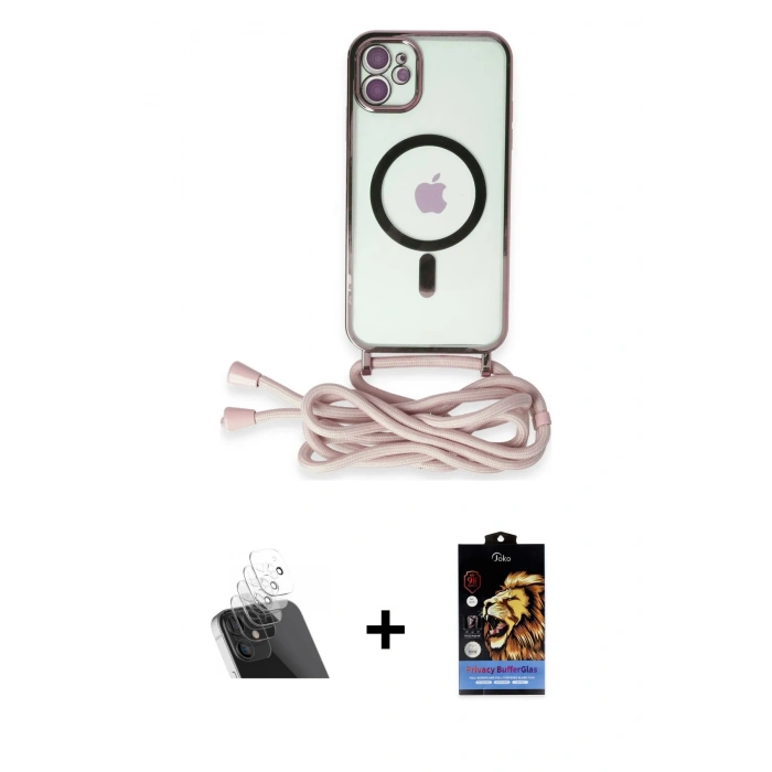 MARSİLYAN™- iPhone 11 Kılıf Eksen Özel Seri - Siyah Buffer Hayalet Cam Ekran Koruyucu + Kamera Lens Koruma Cam - SF