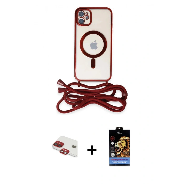 MARSİLYAN™- iPhone 11 Kılıf Eksen Özel Seri - Siyah Buffer Hayalet Cam Ekran Koruyucu + Pers Alüminyum Kamera Lens - KI