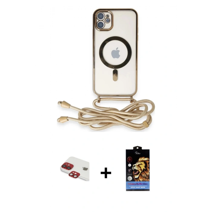 MARSİLYAN™- iPhone 11 Kılıf Eksen Özel Seri - Siyah Buffer Hayalet Cam Ekran Koruyucu + Pers Alüminyum Kamera Lens - KI