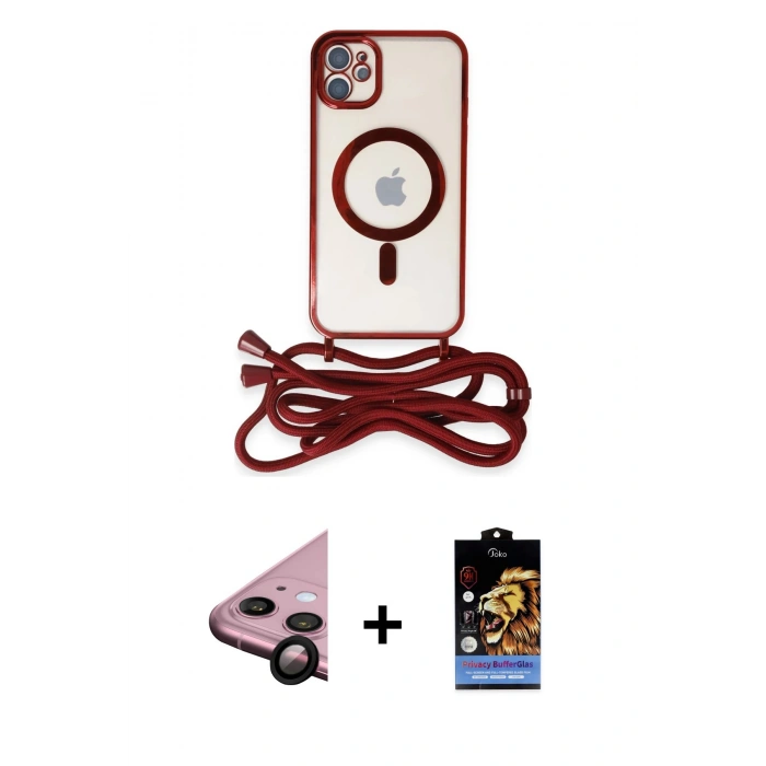 MARSİLYAN™- iPhone 11 Kılıf Eksen Özel Seri - Siyah Buffer Hayalet Cam Ekran Koruyucu + Raze Metal Kamera Lens - SH