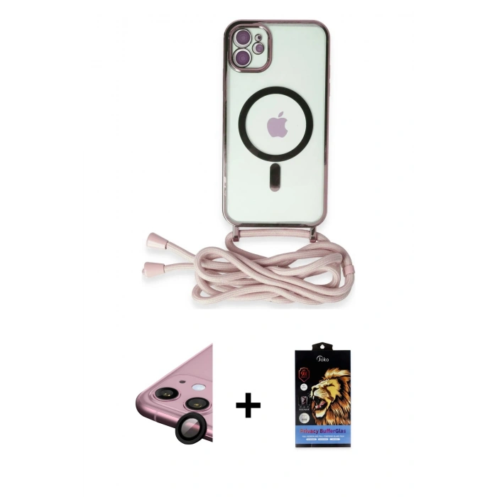 MARSİLYAN™- iPhone 11 Kılıf Eksen Özel Seri - Siyah Buffer Hayalet Cam Ekran Koruyucu + Raze Metal Kamera Lens - SH