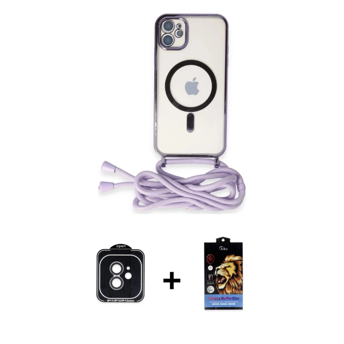 MARSİLYAN™- iPhone 11 Kılıf Eksen Özel Seri - Siyah Buffer Hayalet Cam Ekran Koruyucu + Siyah PVD Metal Kamera Lens