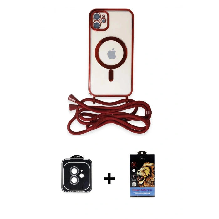 MARSİLYAN™- iPhone 11 Kılıf Eksen Özel Seri - Siyah Buffer Hayalet Cam Ekran Koruyucu + Siyah PVD Metal Kamera Lens
