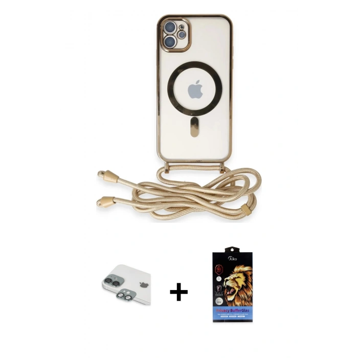 MARSİLYAN™- iPhone 11 Kılıf Eksen Özel Seri - Siyah Buffer Hayalet Cam Ekran Koruyucu + Pers Alüminyum Kamera Lens - YL
