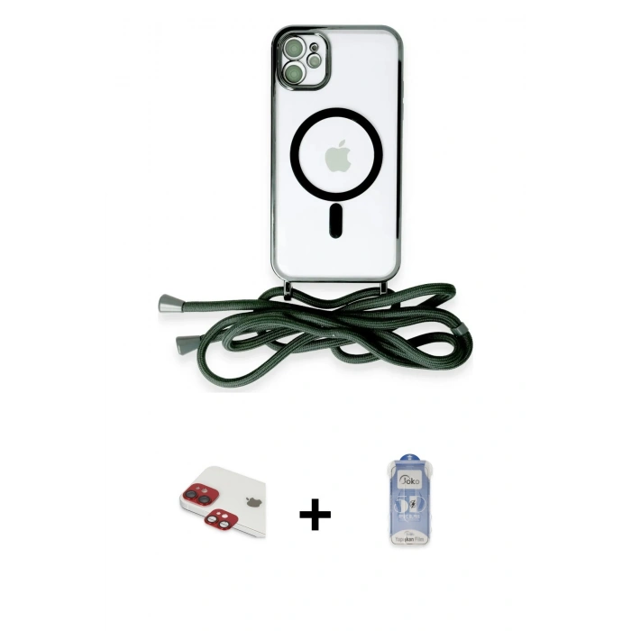 MARSİLYAN™- iPhone 11 Kılıf Eksen Özel Seri - Siyah Joko Magic 5D Cam + Pers Alüminyum Kamera Lens - KI