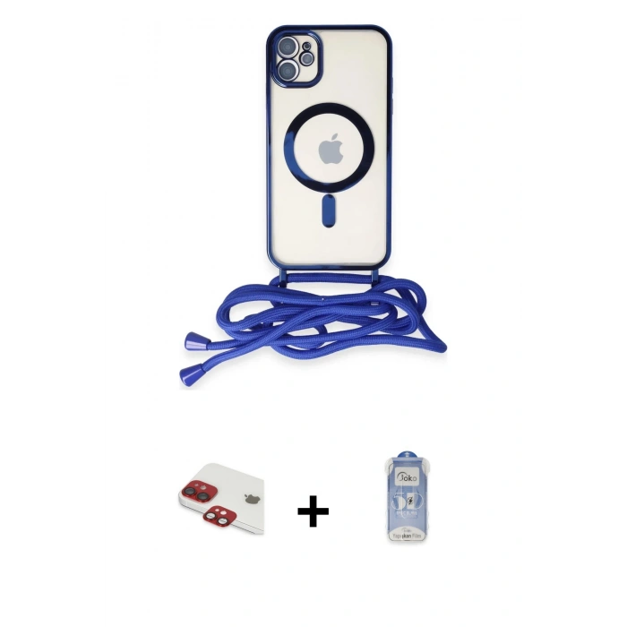 MARSİLYAN™- iPhone 11 Kılıf Eksen Özel Seri - Siyah Joko Magic 5D Cam + Pers Alüminyum Kamera Lens - KI
