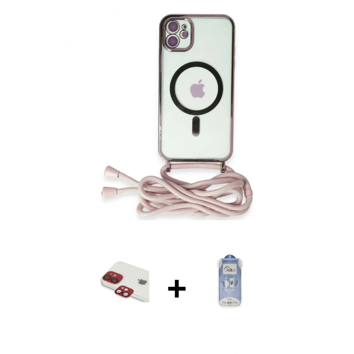 MARSİLYAN™- iPhone 11 Kılıf Eksen Özel Seri - Siyah Joko Magic 5D Cam + Pers Alüminyum Kamera Lens - KI