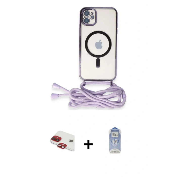 MARSİLYAN™- iPhone 11 Kılıf Eksen Özel Seri - Siyah Joko Magic 5D Cam + Pers Alüminyum Kamera Lens - KI