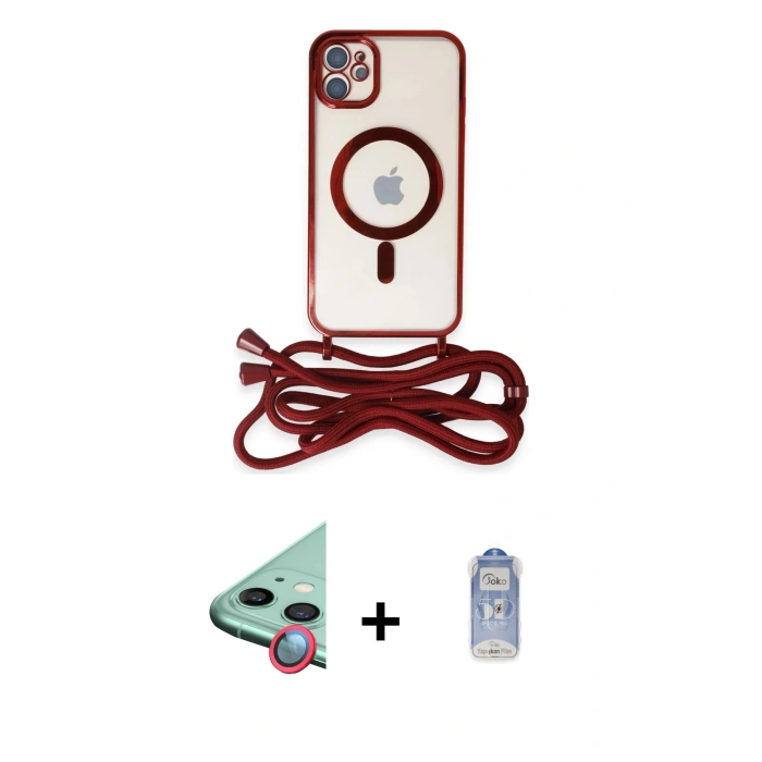 MARSİLYAN™- iPhone 11 Kılıf Eksen Özel Seri - Siyah Joko Magic 5D Cam + Raze Metal Kamera Lens - KI