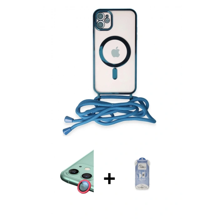 MARSİLYAN™- iPhone 11 Kılıf Eksen Özel Seri - Siyah Joko Magic 5D Cam + Raze Metal Kamera Lens - KI