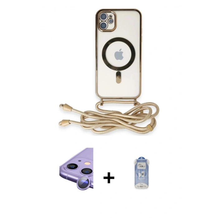 MARSİLYAN™- iPhone 11 Kılıf Eksen Özel Seri - Siyah Joko Magic 5D Cam + Raze Metal Kamera Lens - MR