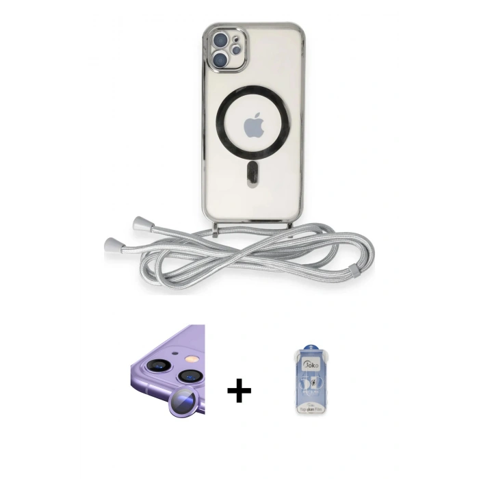MARSİLYAN™- iPhone 11 Kılıf Eksen Özel Seri - Siyah Joko Magic 5D Cam + Raze Metal Kamera Lens - MR