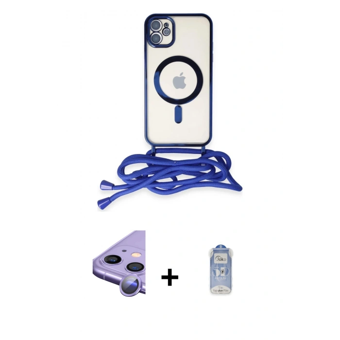MARSİLYAN™- iPhone 11 Kılıf Eksen Özel Seri - Siyah Joko Magic 5D Cam + Raze Metal Kamera Lens - MR