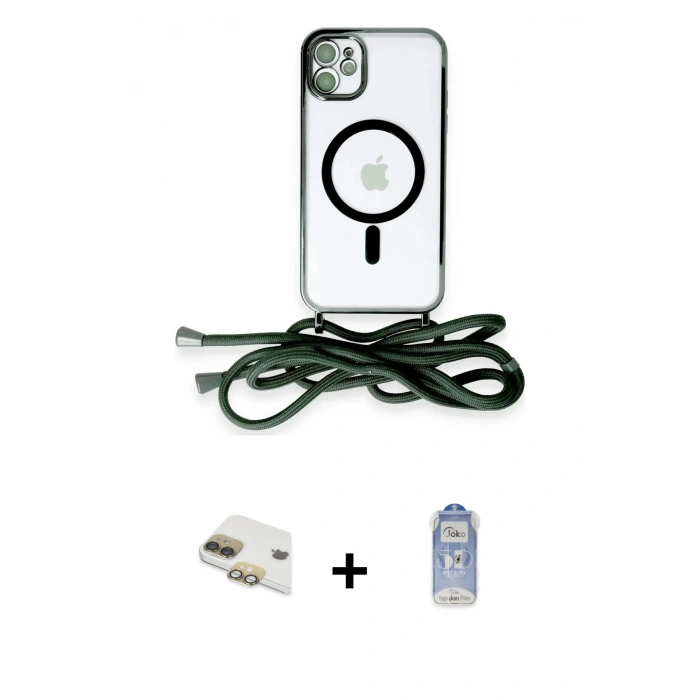 MARSİLYAN™- iPhone 11 Kılıf Eksen Özel Seri - Siyah Joko Magic 5D Cam + Pers Alüminyum Kamera Lens - GD